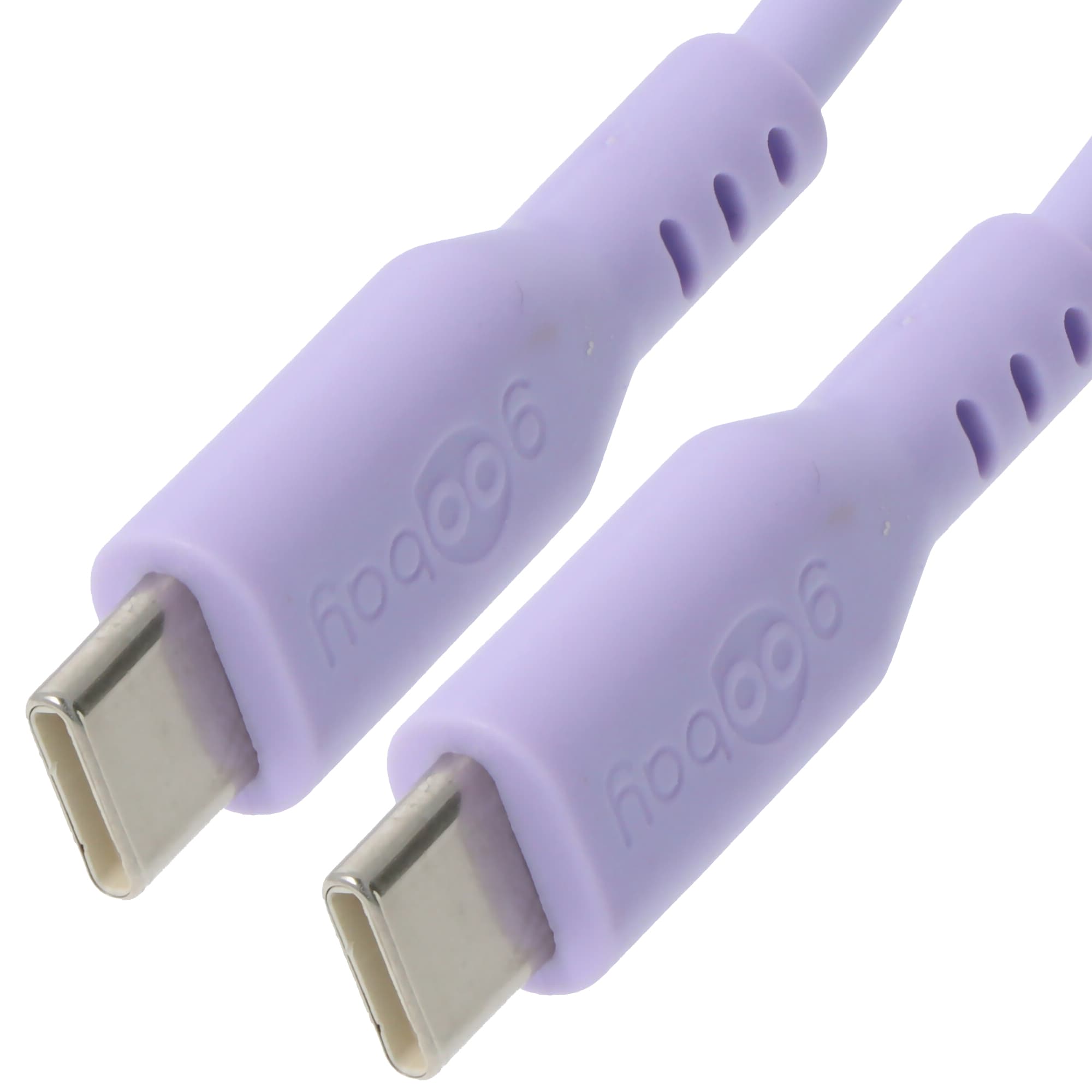 Câble de charge USB-C en silicone, pour appareils USB-C, charge rapide, protection anti-pliage, longueur 1,5 mètre, violet