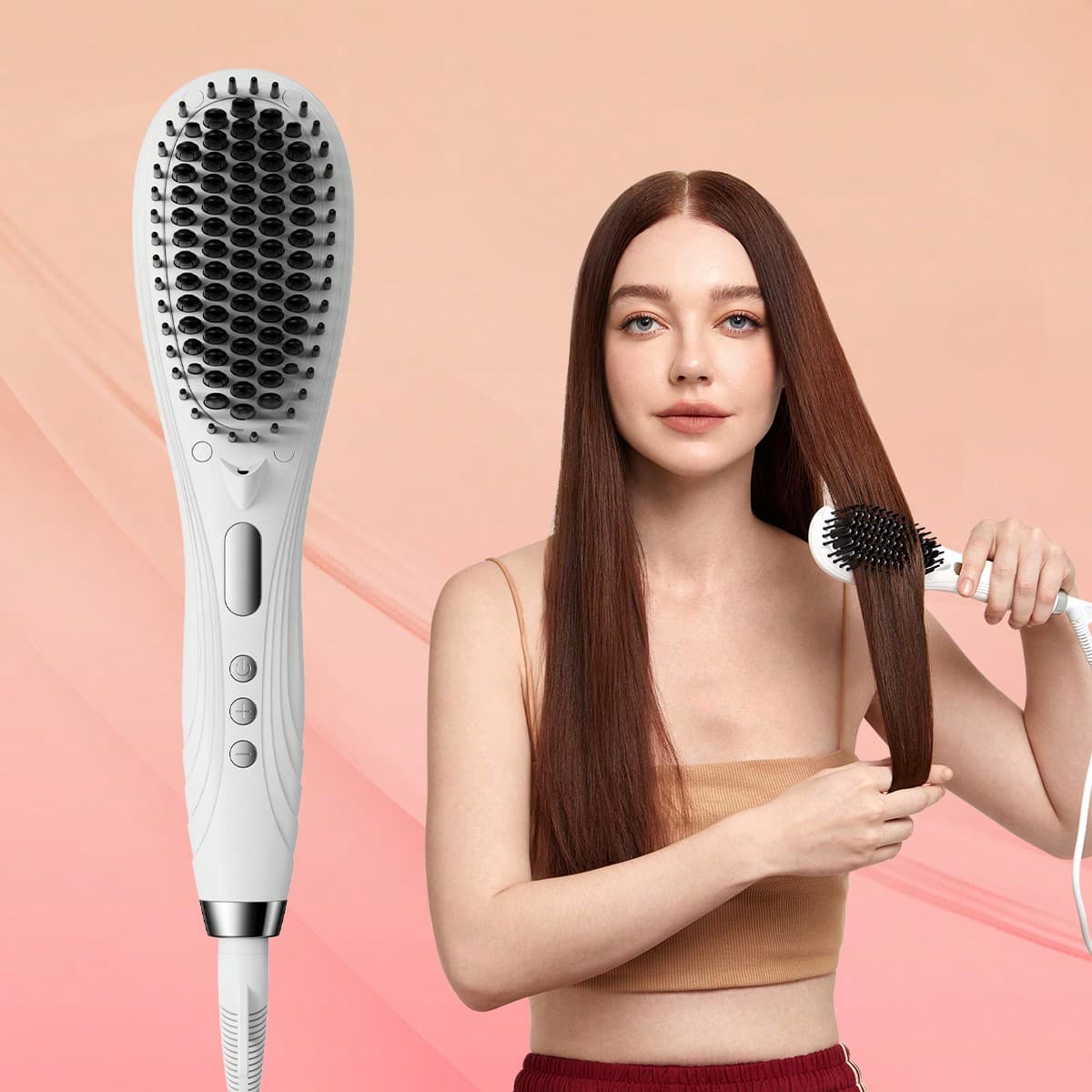 Peigne Lisseur, Brosse Lisseur Rapide Chauffage Ionique Peigne Lisseur Avec 16 RÃ©glages De TempÃ©rature, Design Anti-brÃ»lure Et ArrÃªt Automatique