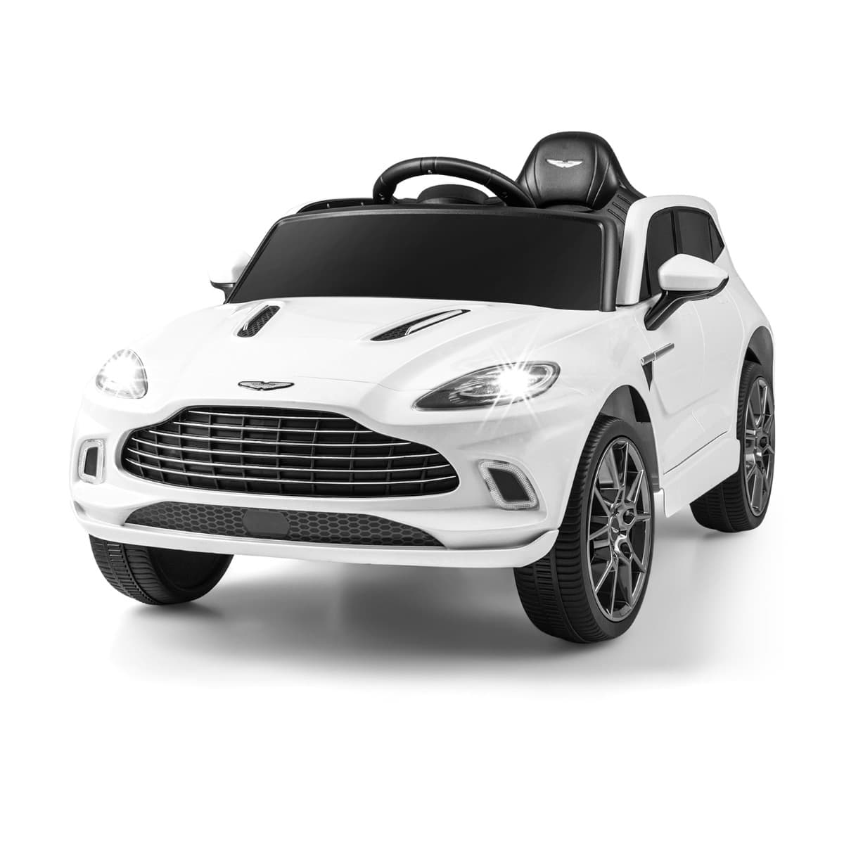 CostwayAston Martin DBX Voiture Electrique 12V Enfants avec Télécommande 2,4G Véhicule Moderne avec Lumières LED et Musique pour 3-8 Ans Blanc