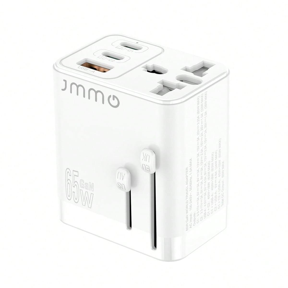 Adaptateur De Prise Internationale Gan 65w, Adaptateur De Voyage Universel 3 Ports Usb Comprenant 2 Ports Usb-c Et 1 Port Usb-a Compatible Dans Plus